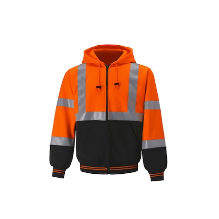 2W International Two Tone Hoodie Sweatshirt, 5X-Large, Orange, Class 3 SS23C-3 5XL